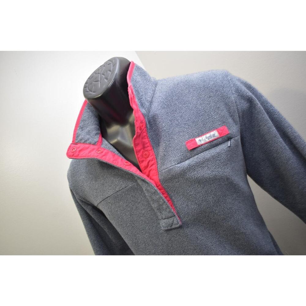 Columbia PFG‎ Fleece Sweater Snap Neck Gray Long Sleeve Pullover Womens Sz Large